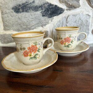 Mikasa Garden Club Silk Bouquet Tea Cups and saucers, set of 2